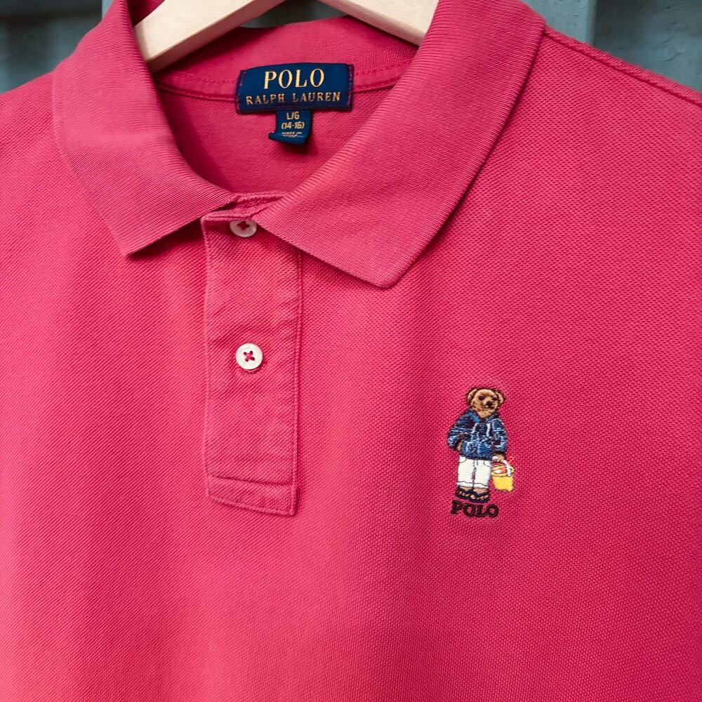 Polo Ralph Lauren Classic Fit Polo Bear Cotton Piqué Youth Sz L Preppy Coastal